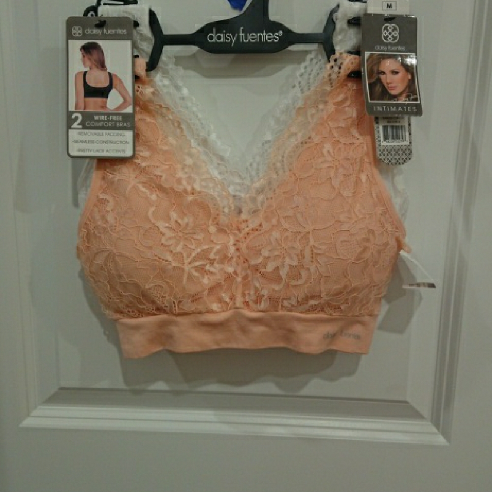 Daisy Fuentes White & peach Lace Longline Bra set! - Picture 6 of 13